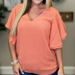 Zenana Chiffon Waterfall Sleeve Top